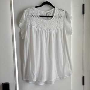Cato White Eyelet Lace Blouse
